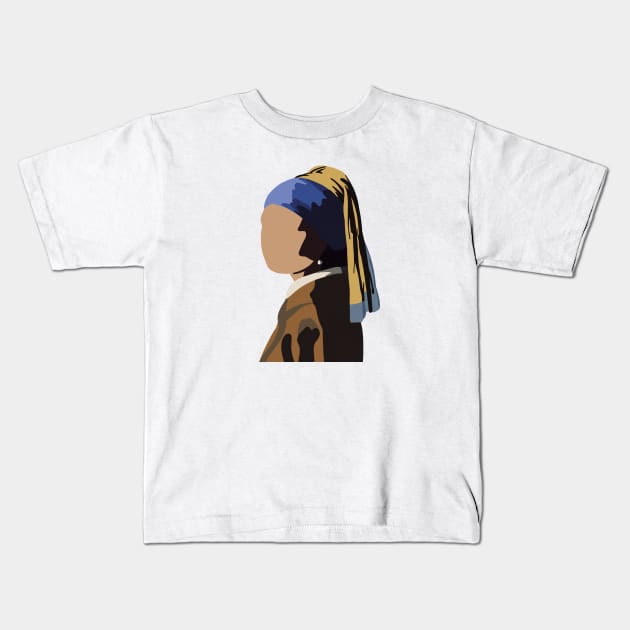 Minimal Girl with Pearl Earring Kids T-Shirt by Bleachie